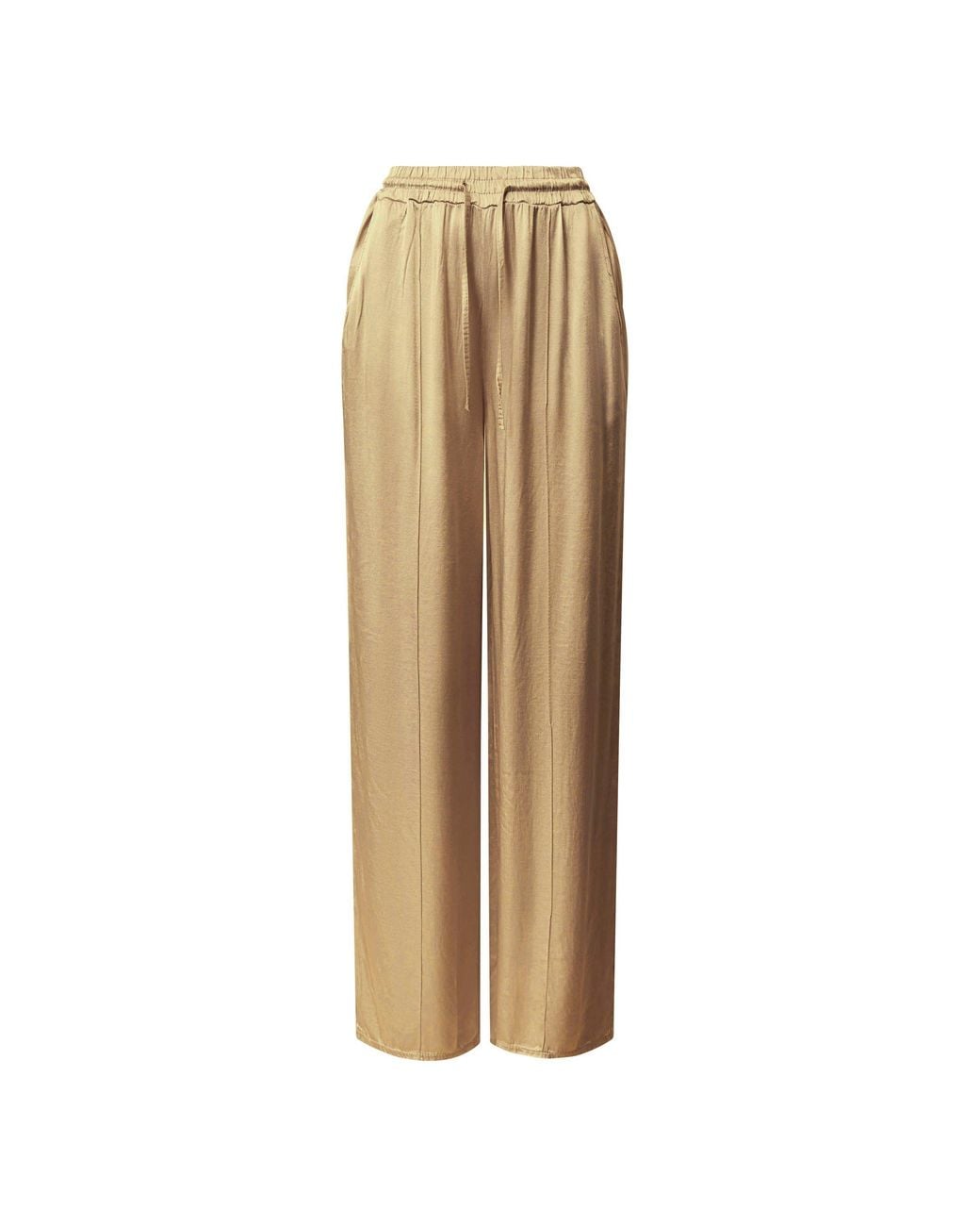 James Lakeland Natural Camel Wide-Leg Drawstring Trousers