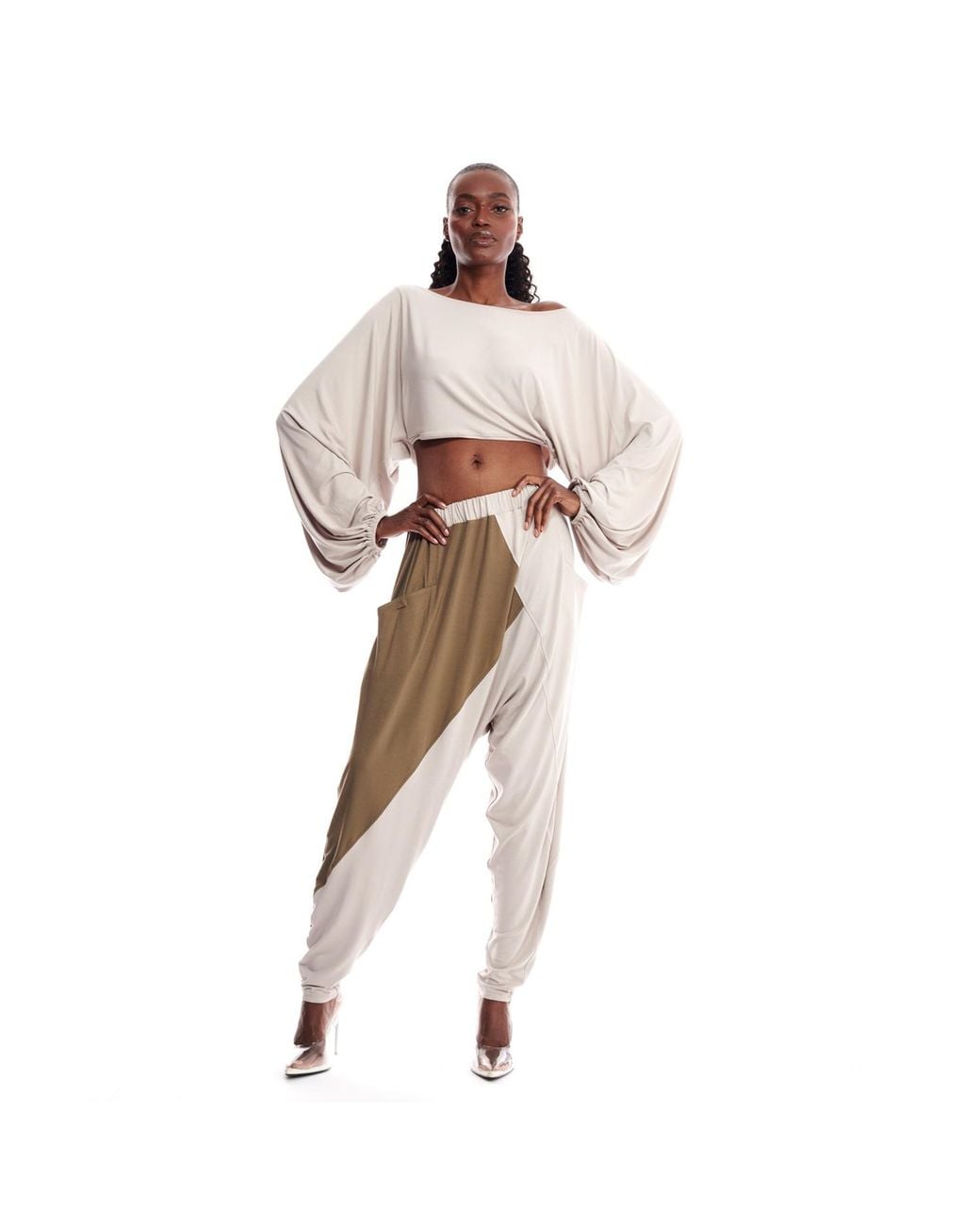 carlton jones Gray Cyclades Bamboo Cropped Sleeves