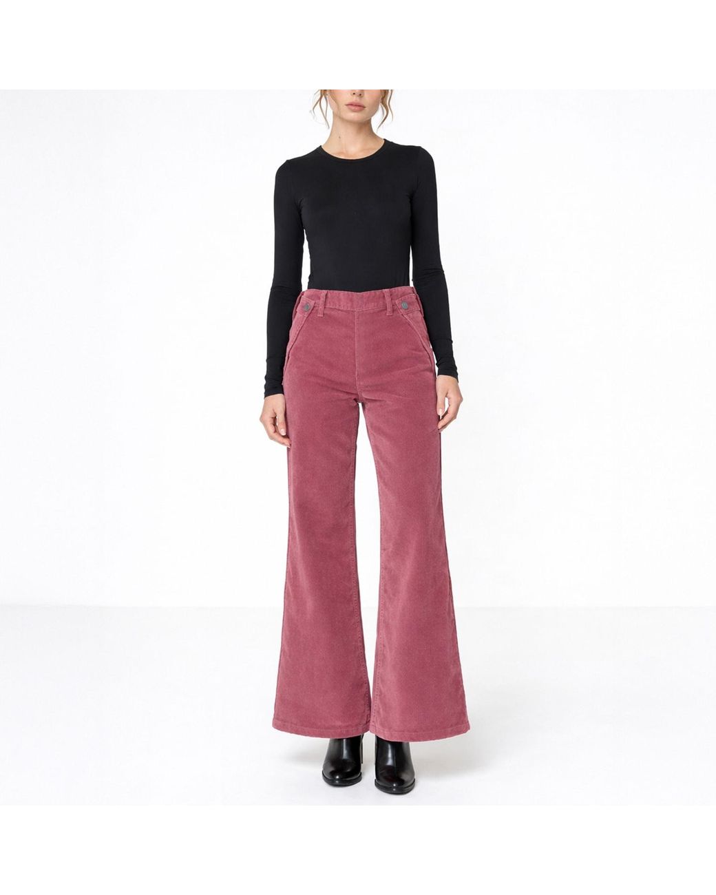 NOEND Pink Dina High Waisted Wide Corduroy