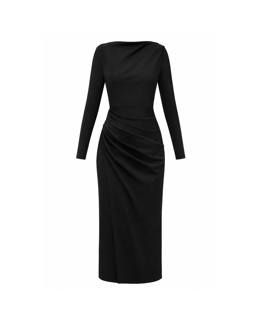ALINA CERNĂTESCU Black Zahara Mini Cocktail And Office Lyocell Draped Bodycon Dress