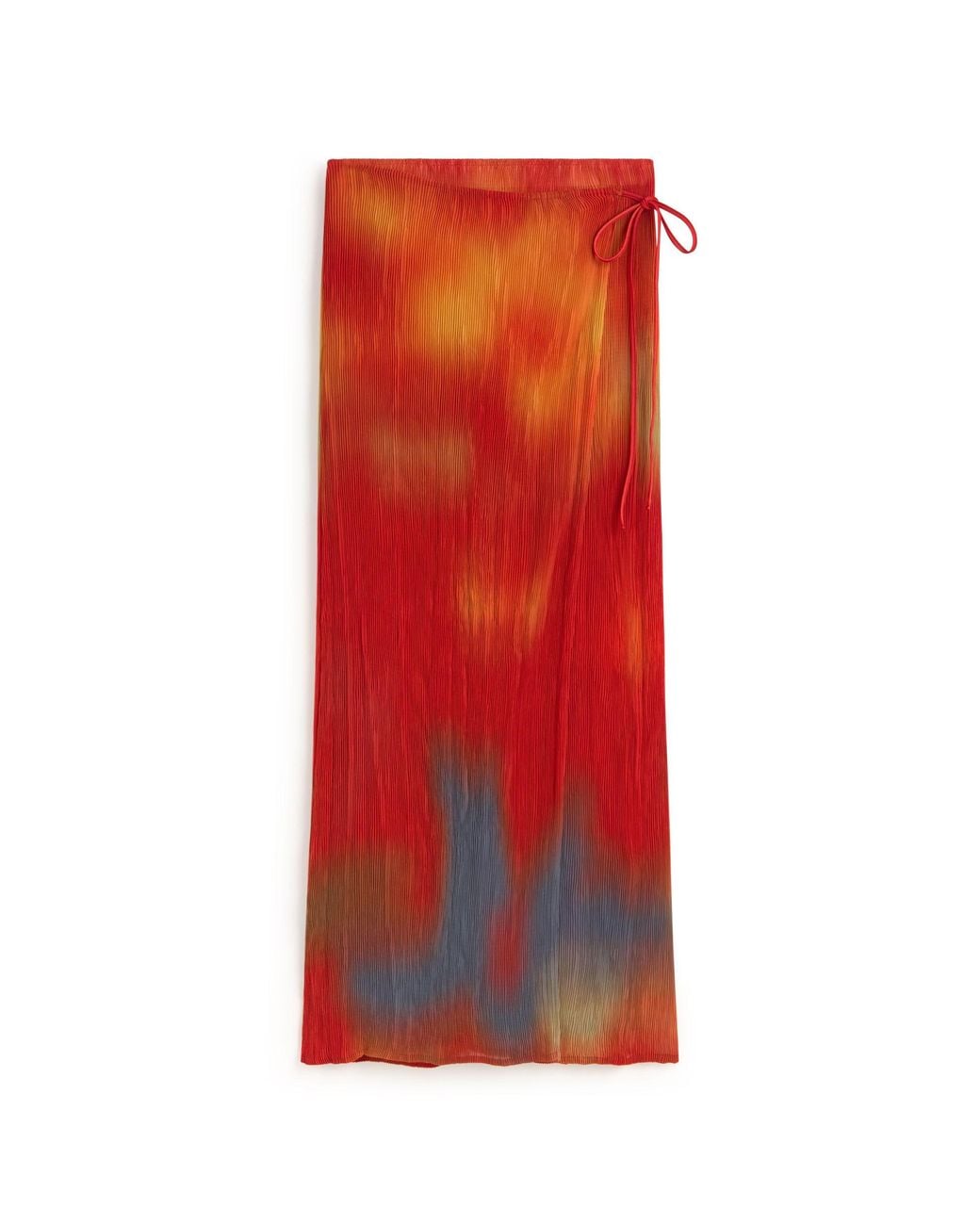 Thinking Mu Red Pleated Long Skirt Flowers Pauline