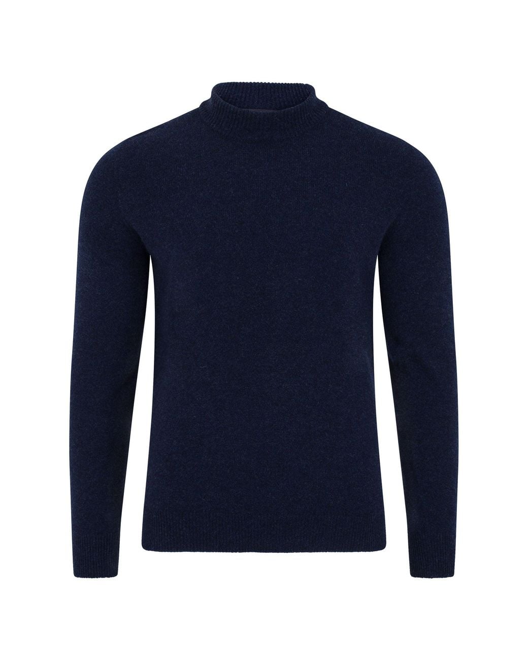 Paul James Knitwear Blue Lambswool Arden Narrow Mock Turtle Neck Jumper for men