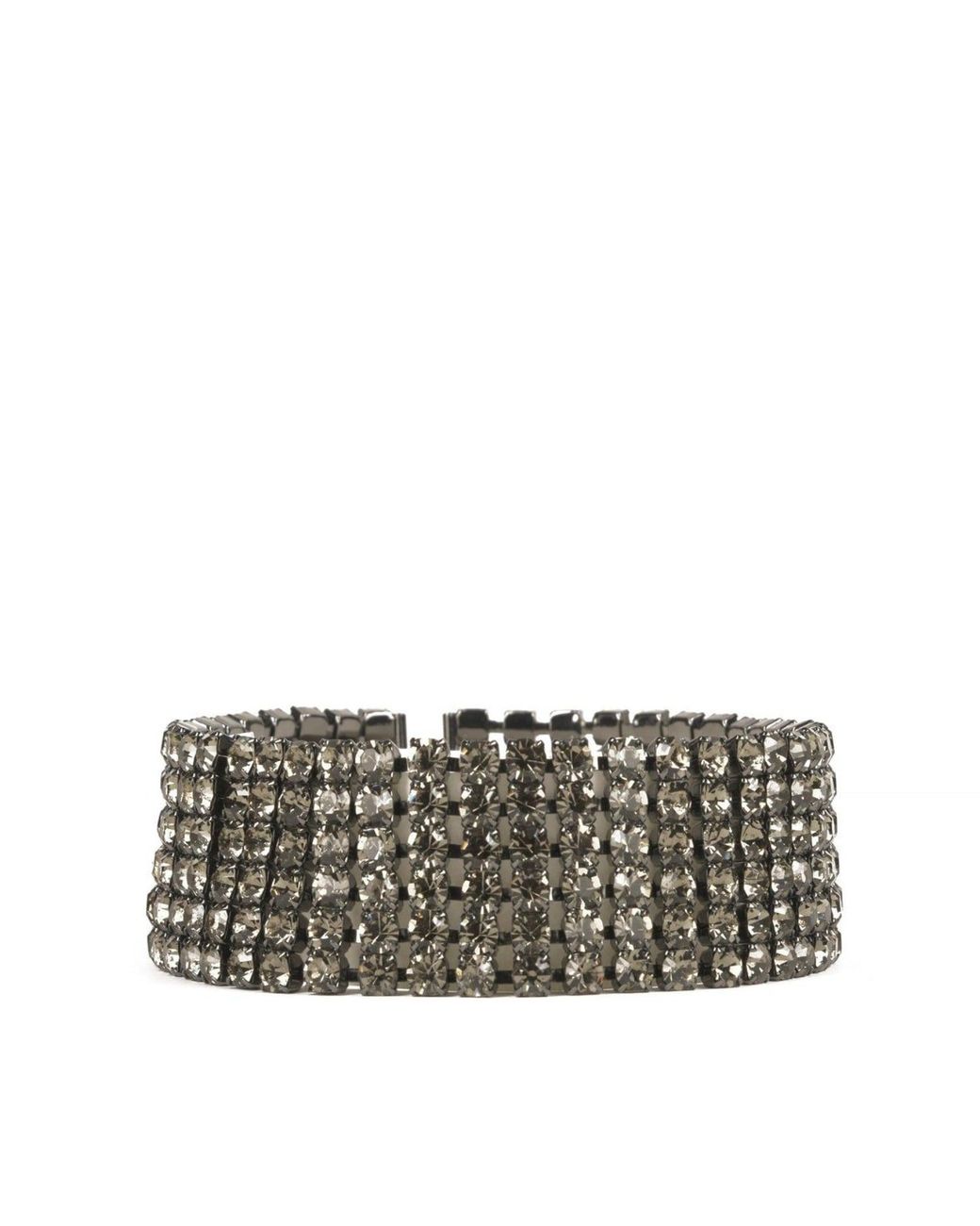 Addicted Metallic Asteria Choker With Strands Of Rhinestones
