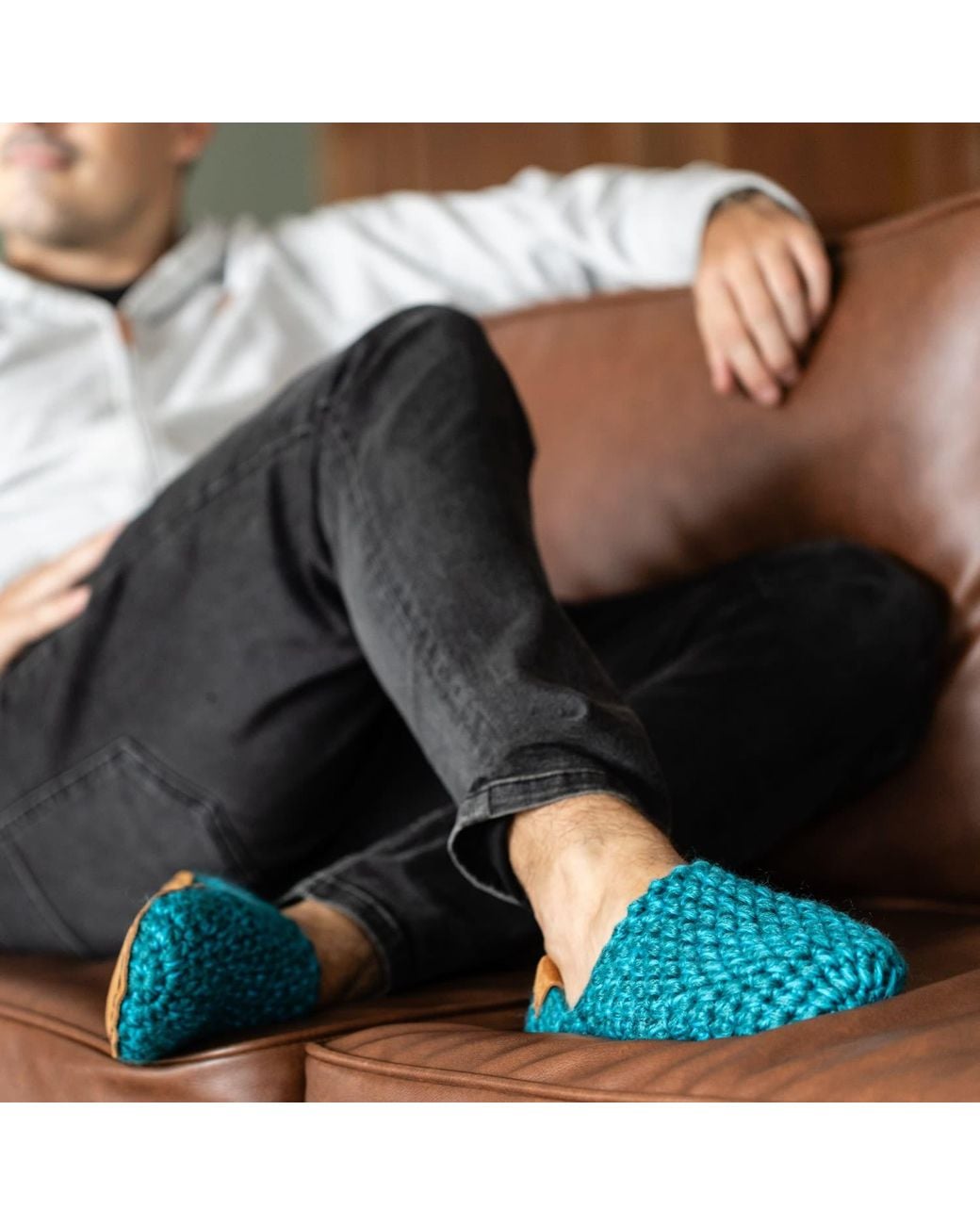 Kingdom of Wow Blue Handmade Wool Slippers For