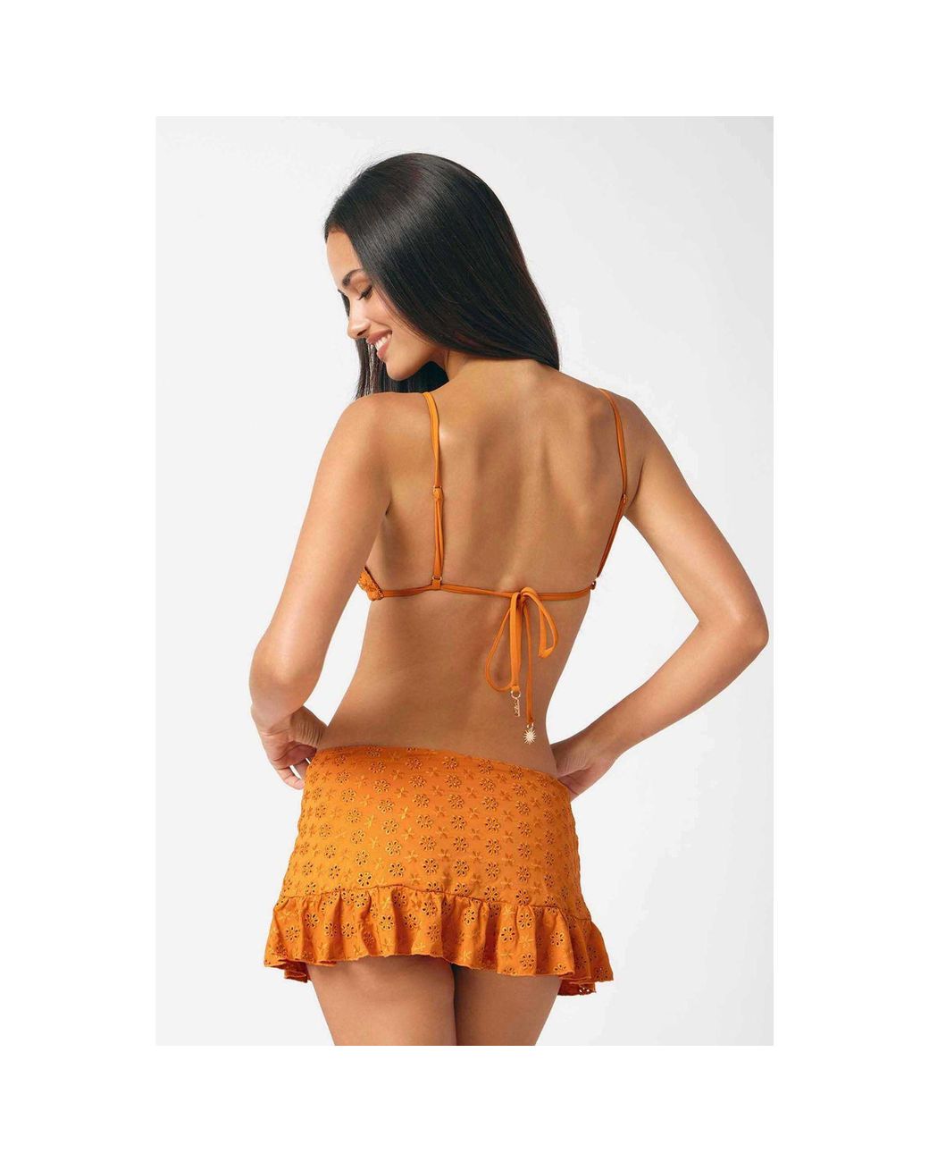 Blackbough Swim Brown Cynthia Triangle Top Caramel Eyelet