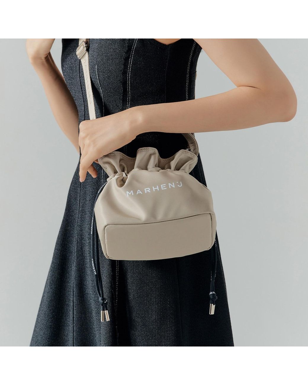 MARHEN.J Black Recycled Nylon Bucket Bag