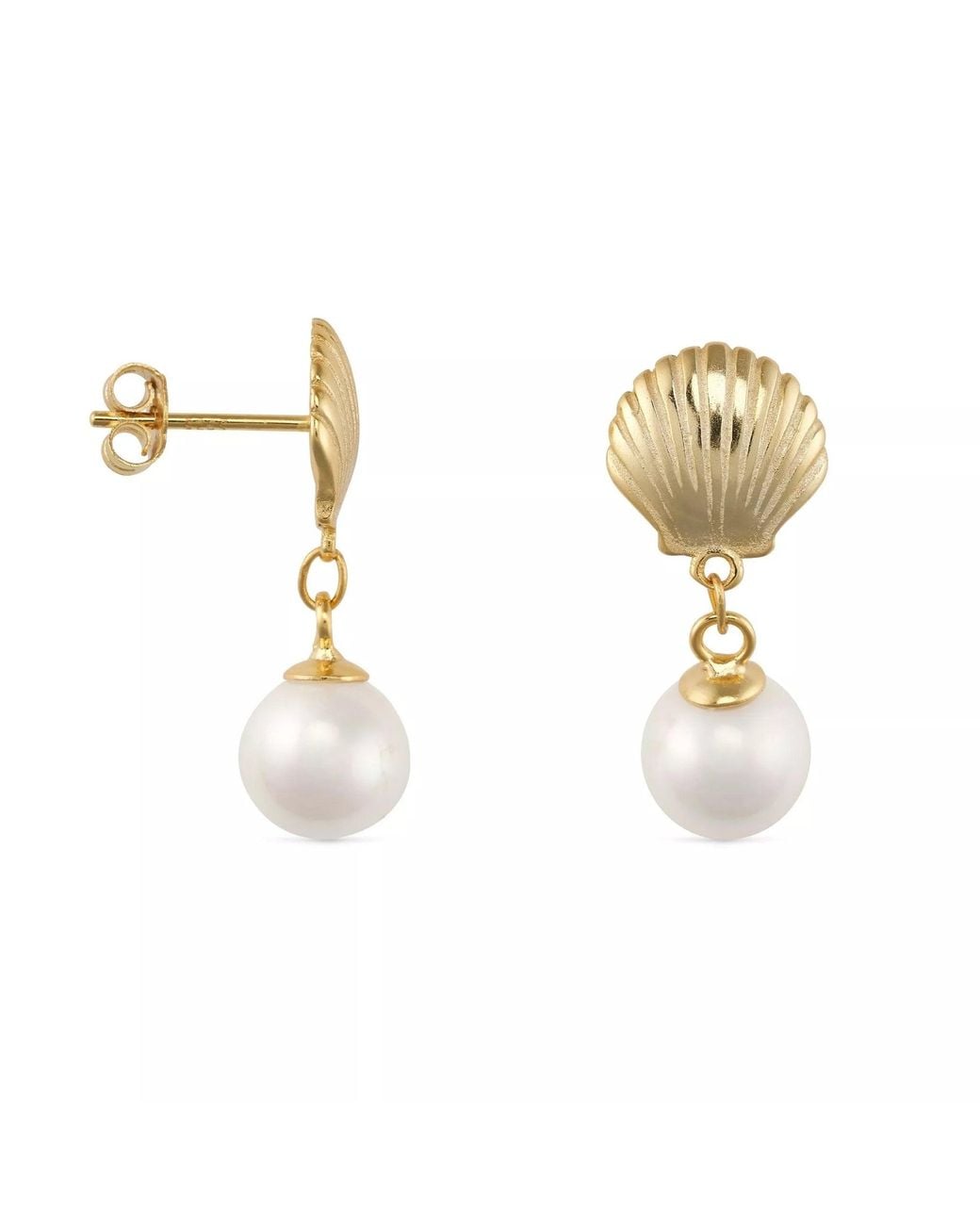Elk & Bloom Metallic Shell Pearl Mermaid Stud Earrings