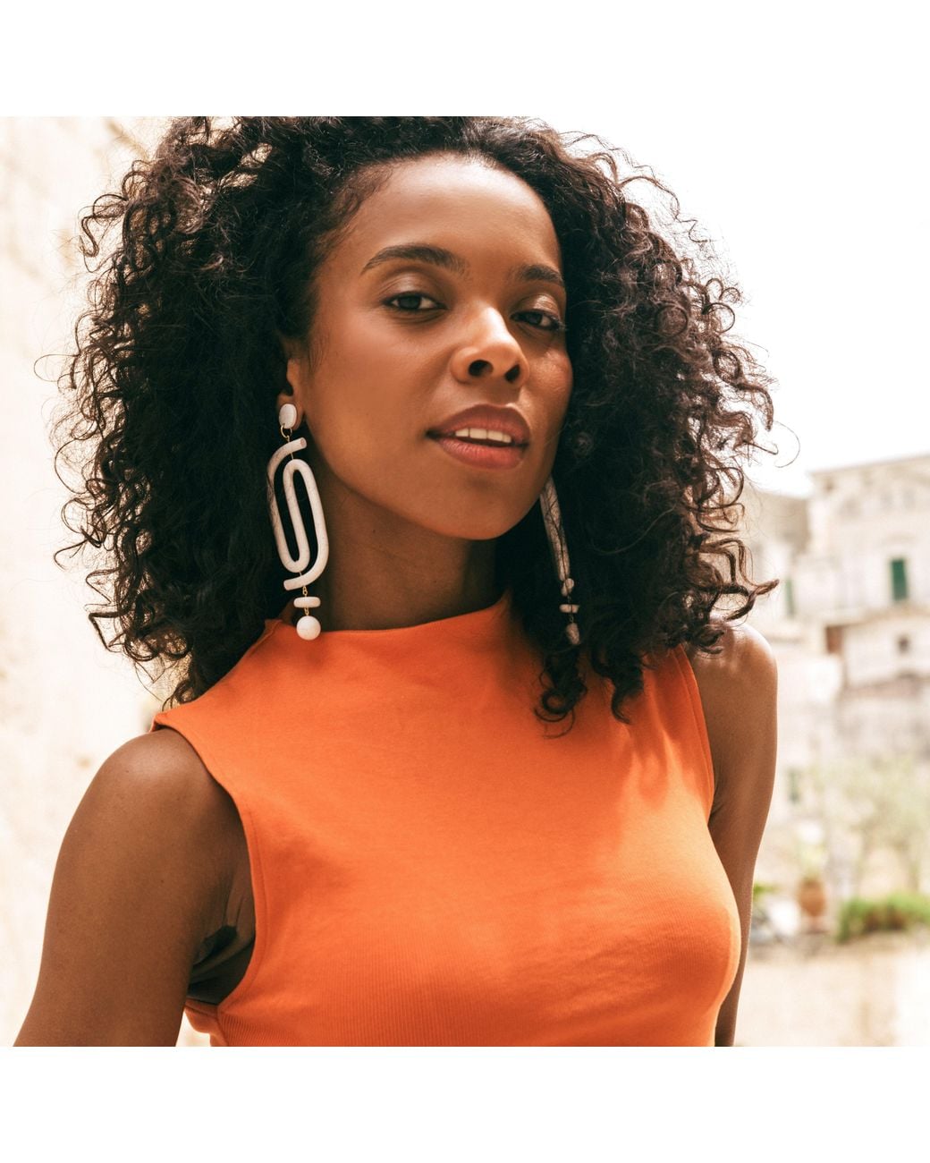 By Chavelli White Labyrinth Dangly Statement Earrings