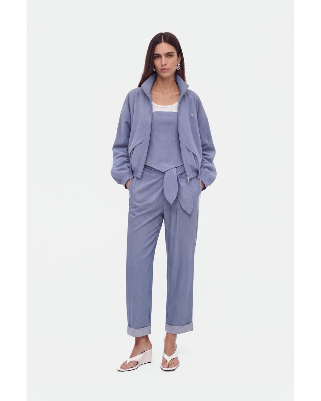 Nocturne Blue Zip Pocket Stand Collar Jacket