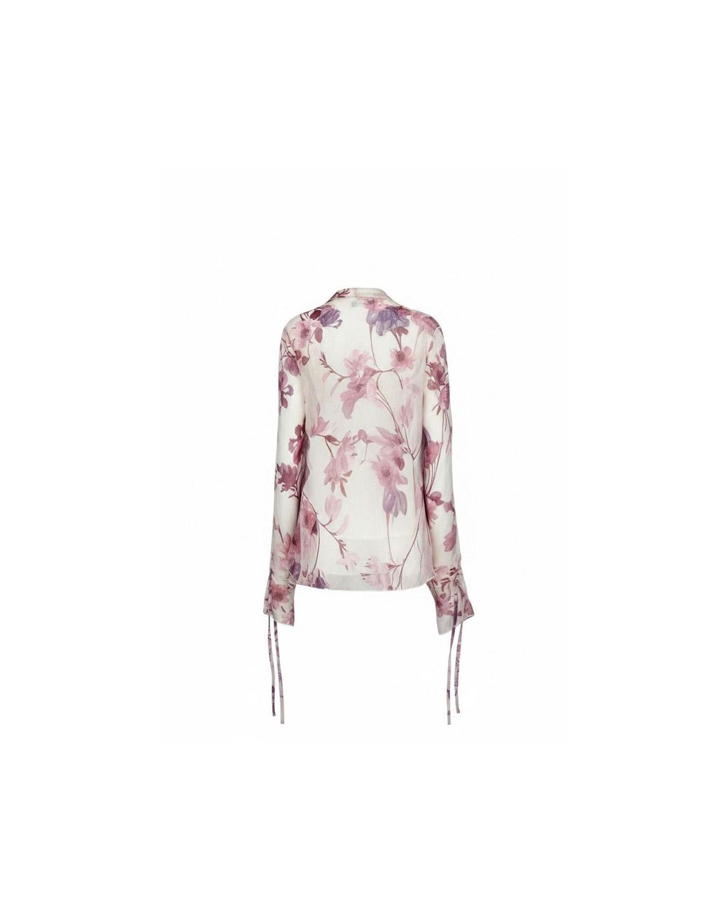 concept A trois Pink Neutrals Ivory Chiffon Blouse With Pastel Floral Print