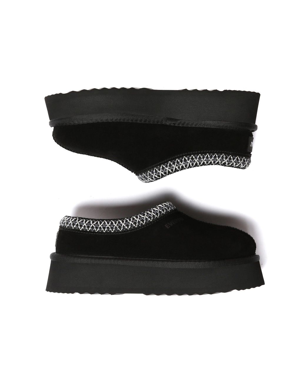 EverAu Australia Black Wonga Leather Slippers
