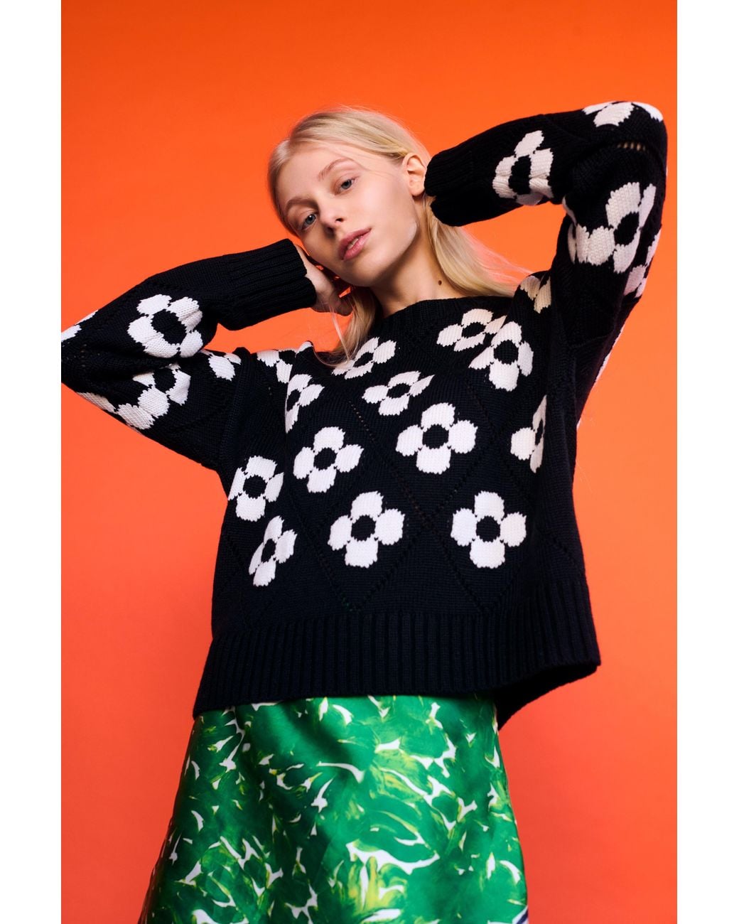 Gigi Knitwear Black Flower Power Sweater