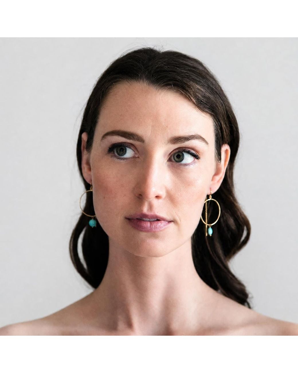 Heather Hawkins Jewelry Metallic Neutrals Coin Gemstone Hoop Threader Earrings