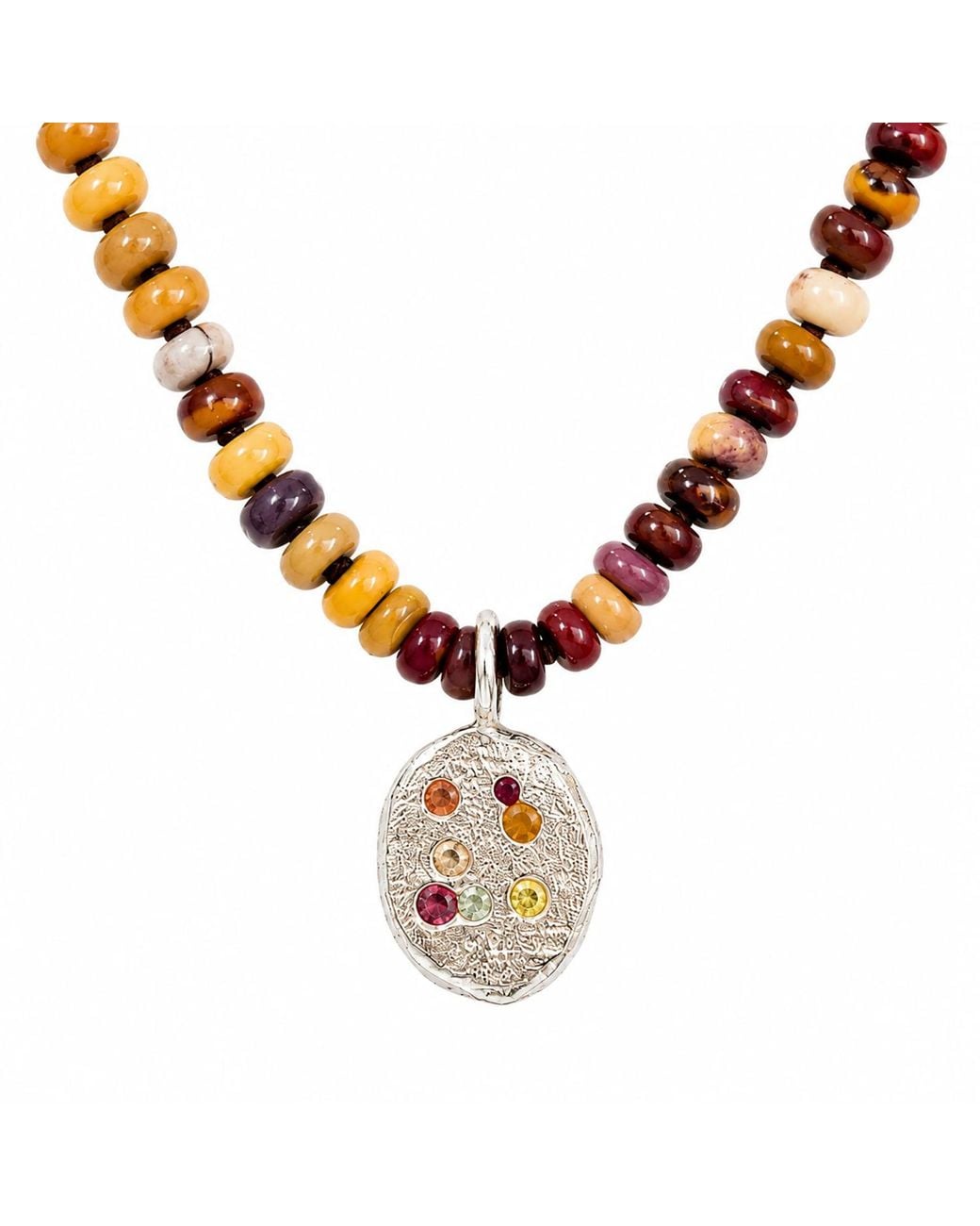 Zoe Alexandria Jewellery Metallic Mookaite Beaded Necklace & Portrait Pendant