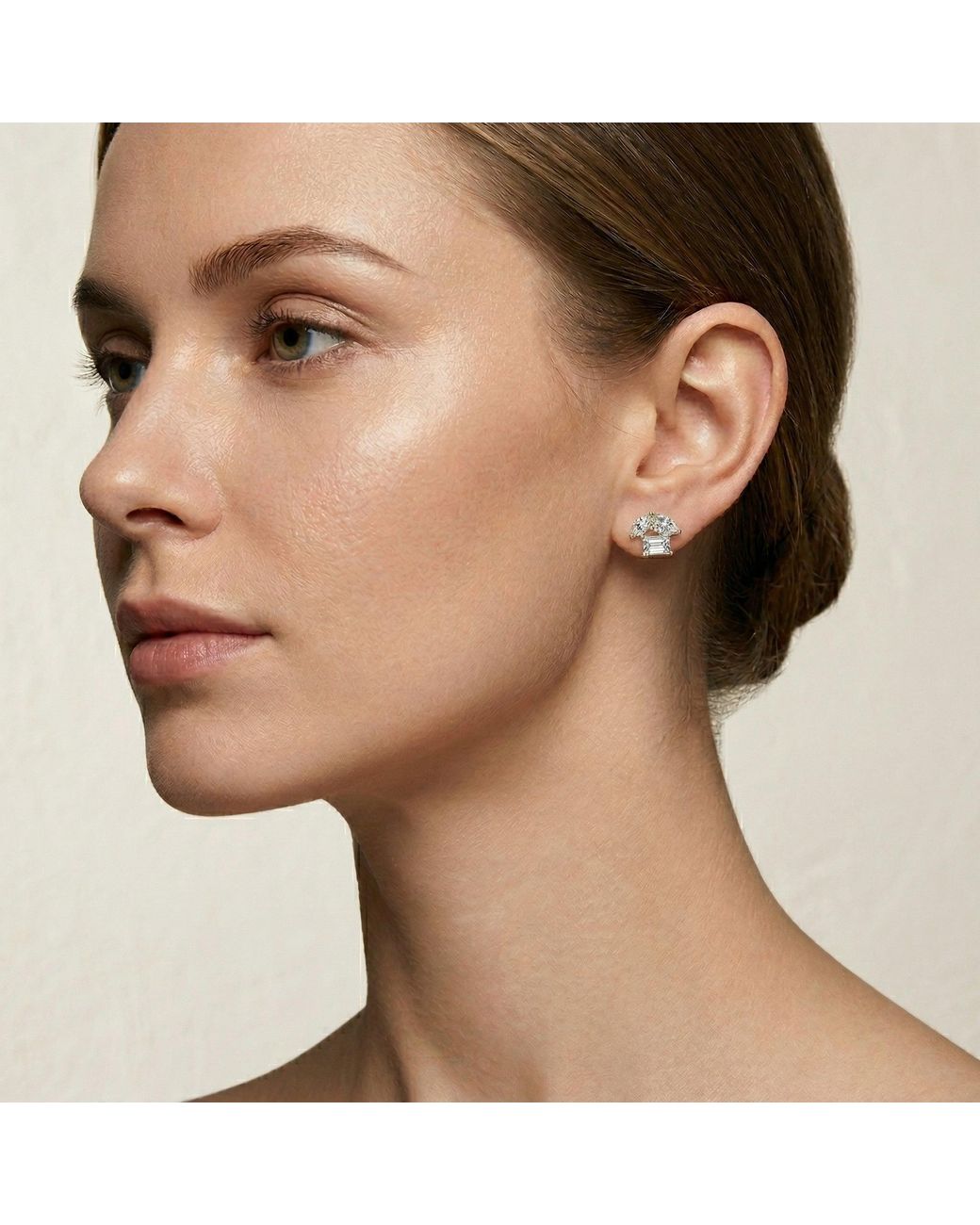Genevive Jewelry Metallic Plated With Clear Cubic Zirconia Three Stone Earrings