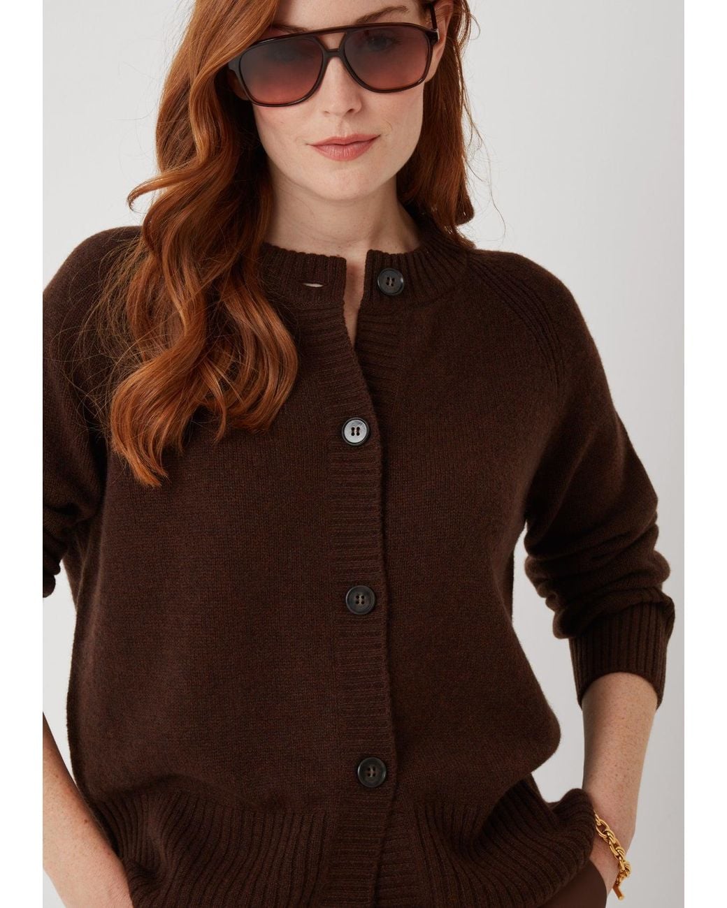 Loop Cashmere Brown The Luxe Crew Cardigan