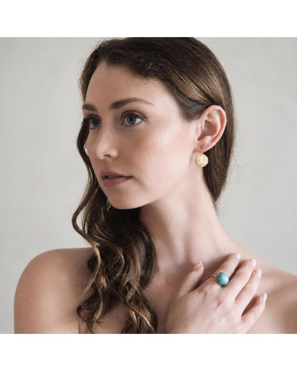 Heather Hawkins Jewelry White Hammered Coin Threader Earrings Fifteen Millimeters