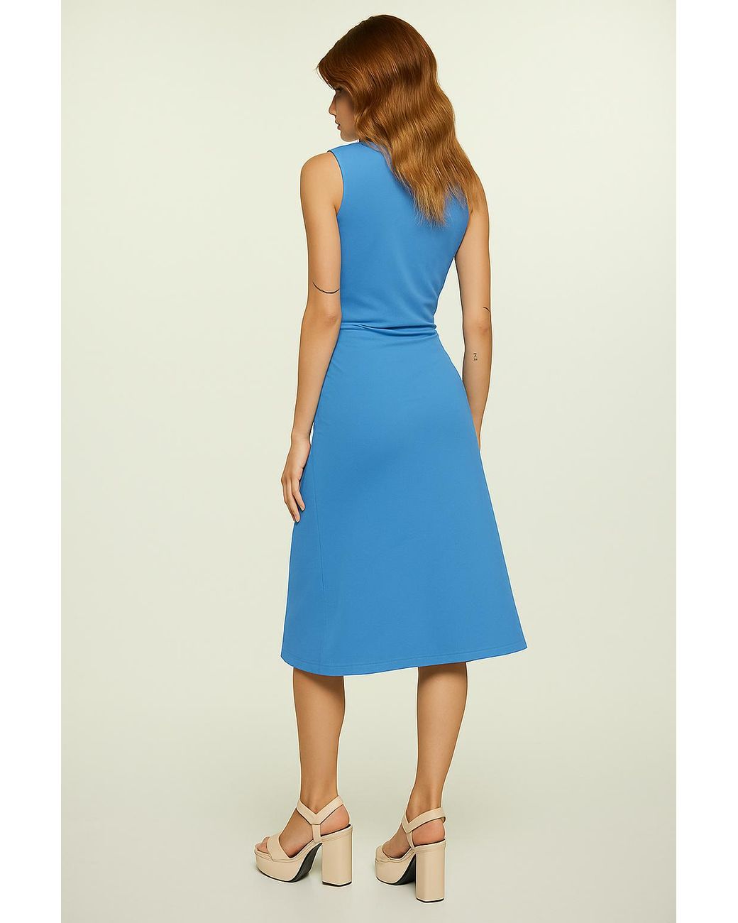 Conquista Blue Sky Sleeveless V-Neck Wrap Dress – Soft Viscose Jersey