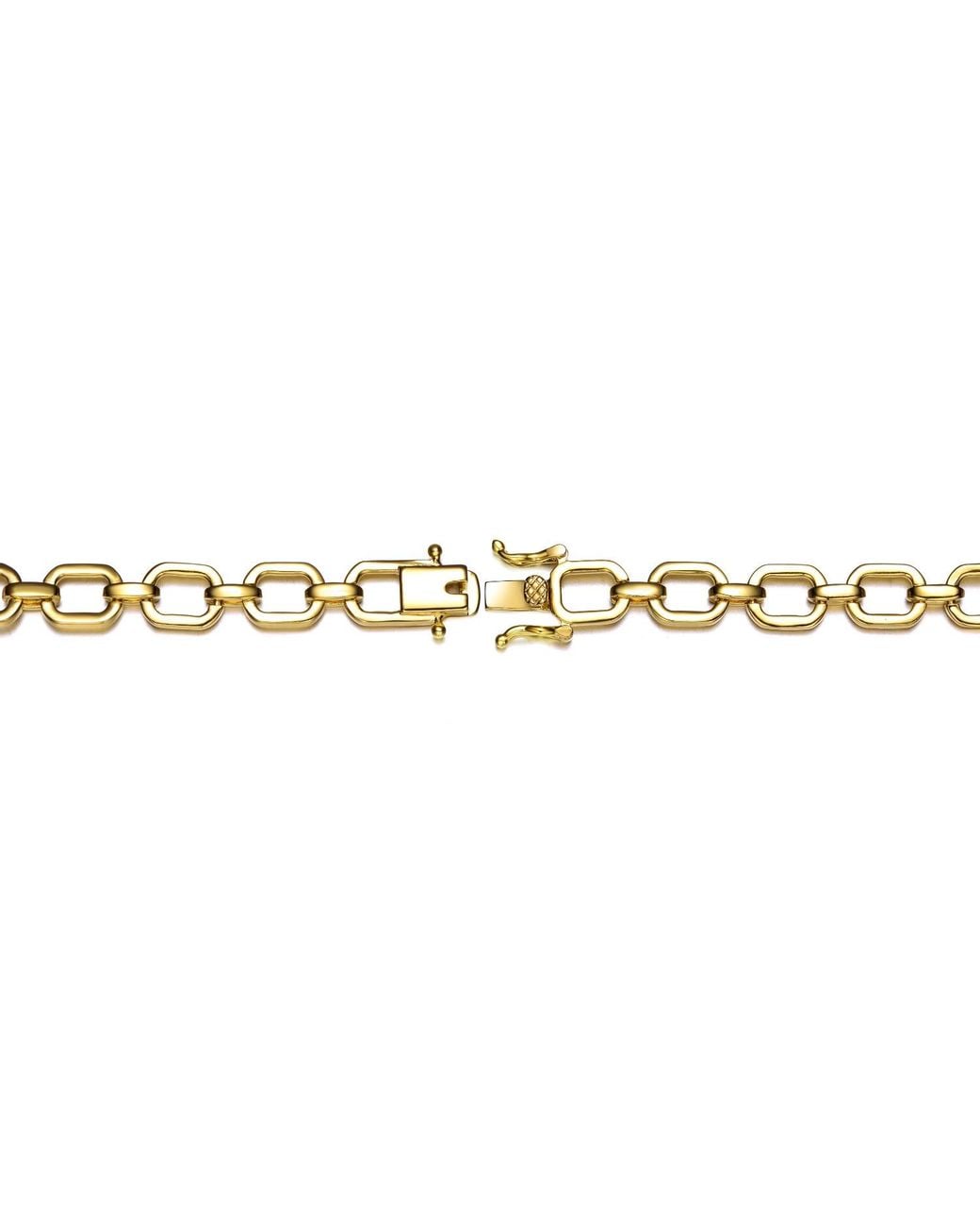 Genevive Jewelry Metallic Rachel Glauber Plated With Cubic Zirconia Pave Geometric Oval Chain Bracelet