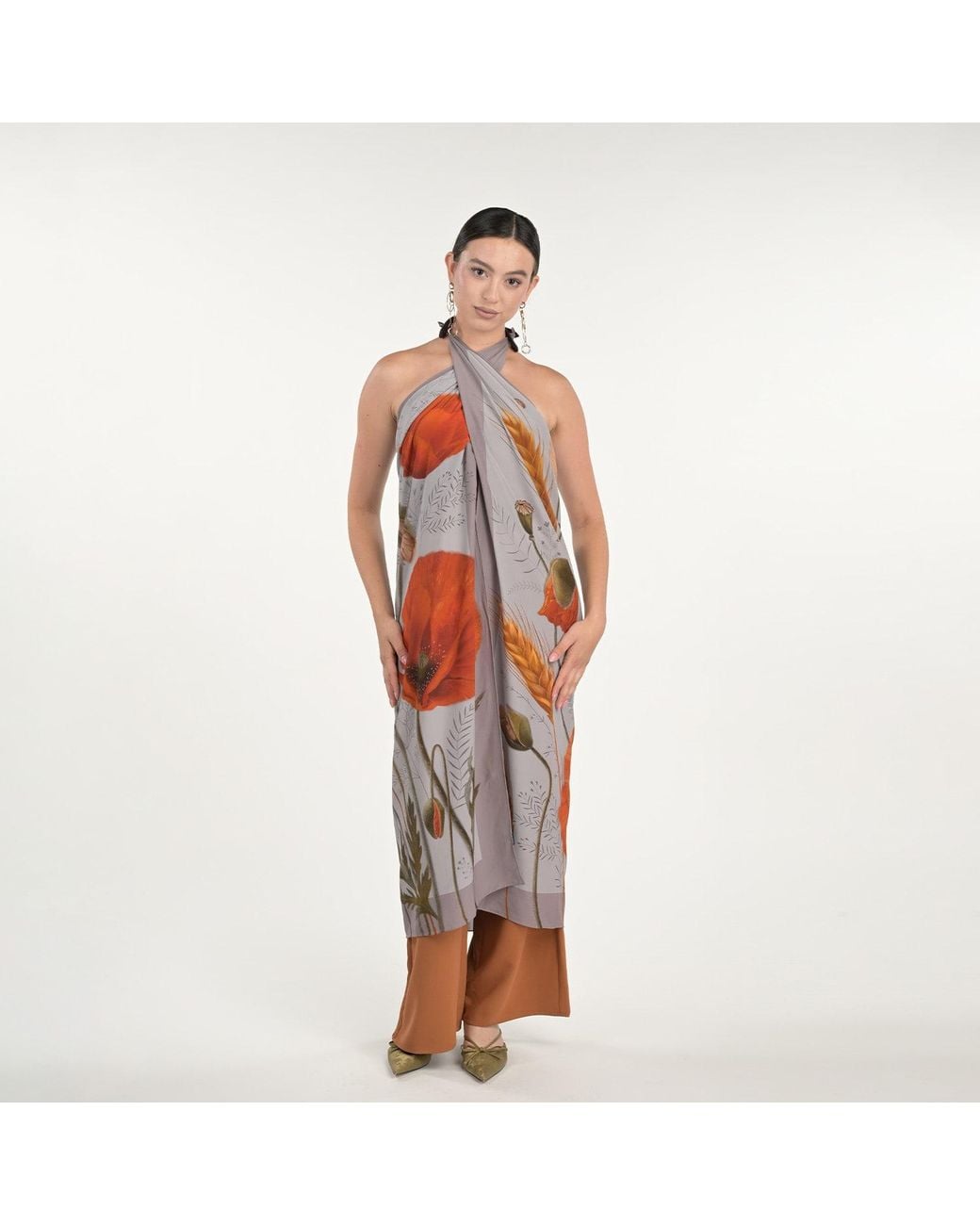 Silk&Soul Gray Poppy Scarf