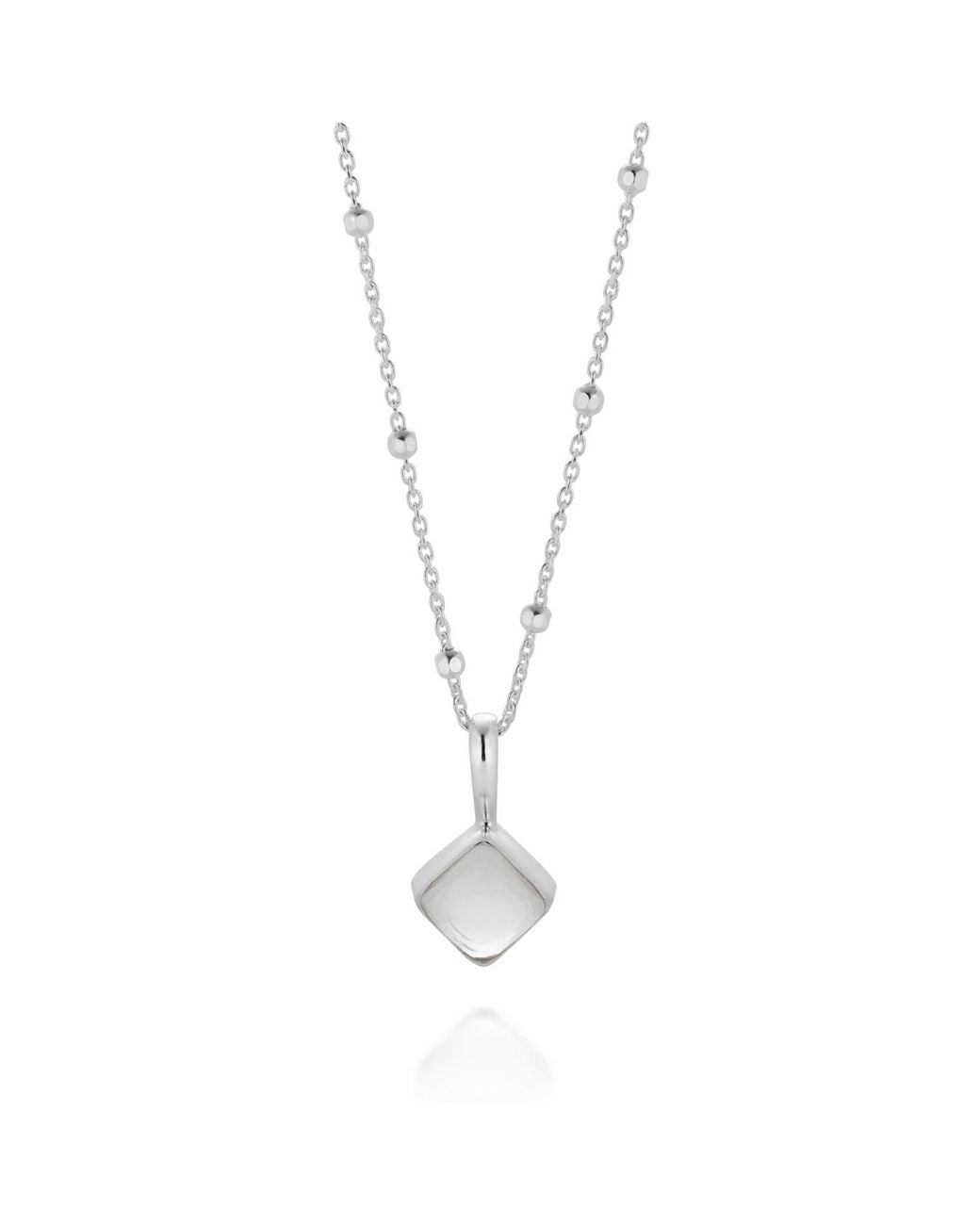 Nellou Jewellery Metallic Neutrals Diamond Crystal Birthstone April Necklace Sterling