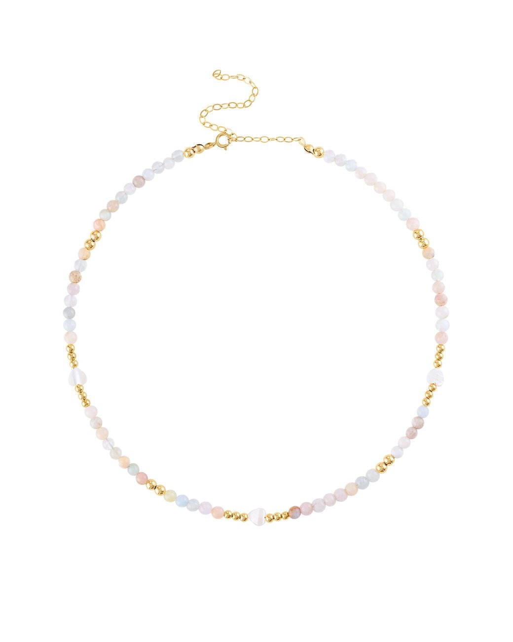 Olivia Le Metallic Morganite Heart Beaded Necklace