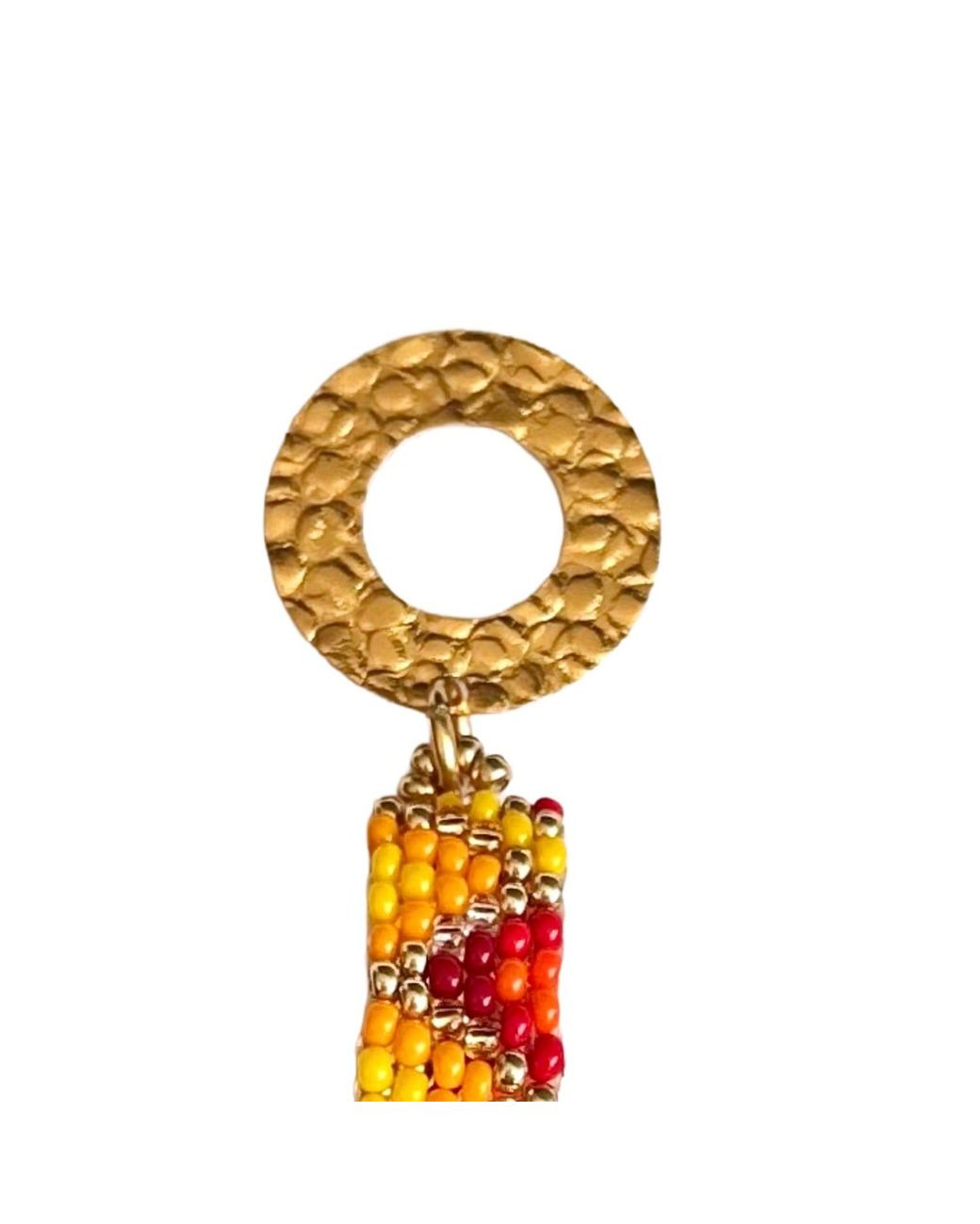 Iliana Arrazola Orange Bold Chunky Link, Dangle Earrings, And, Glass Beads, Beaded Jewelry