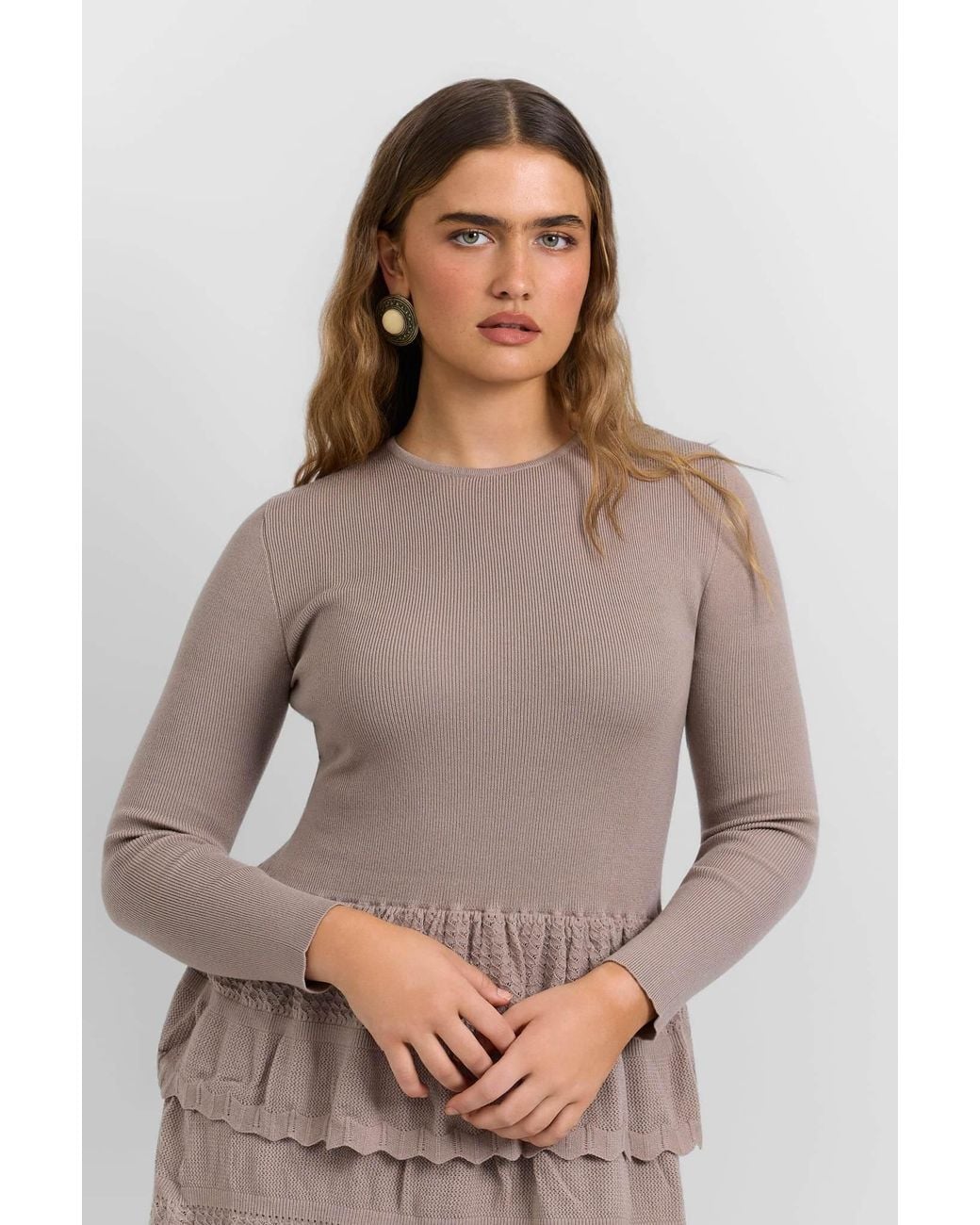 Rave on Trend Natural Tiered Knit Dress