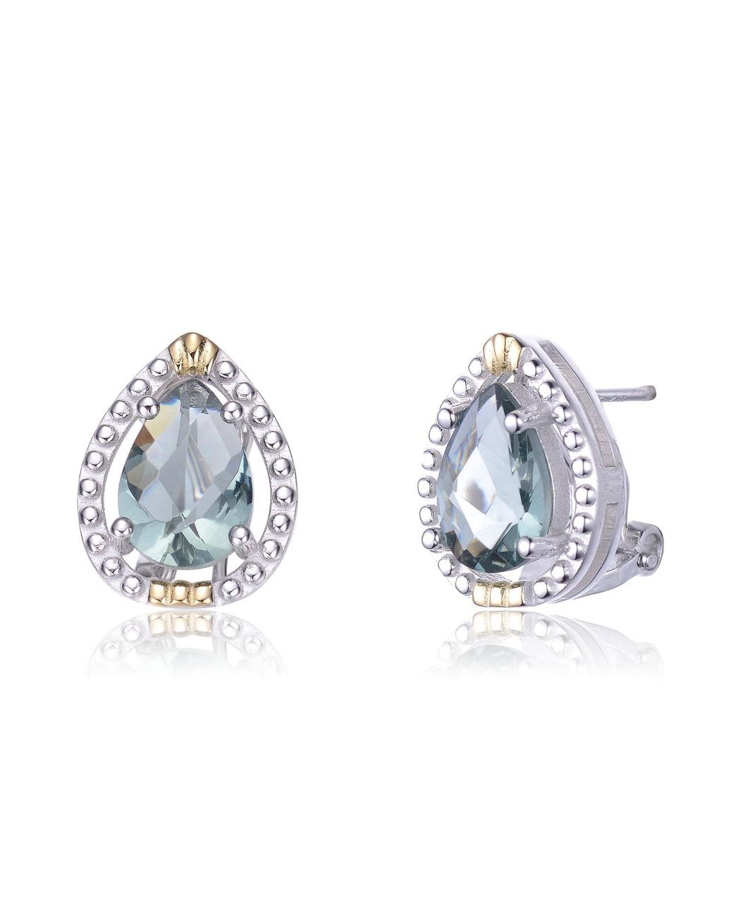 Genevive Jewelry Blue Sterling Cubic Zirconia Pear Shape Earrings