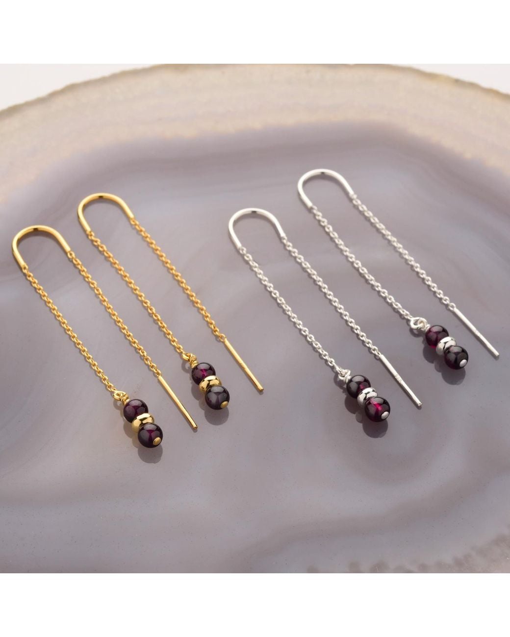 Nellou Jewellery Metallic Fall Birthstone Earrings Garnet January Plated Sterling