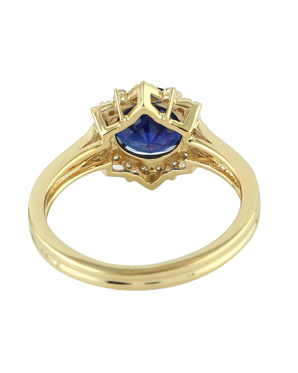 Artisan Blue Sapphire & Diamond Halo Solitaire Ring