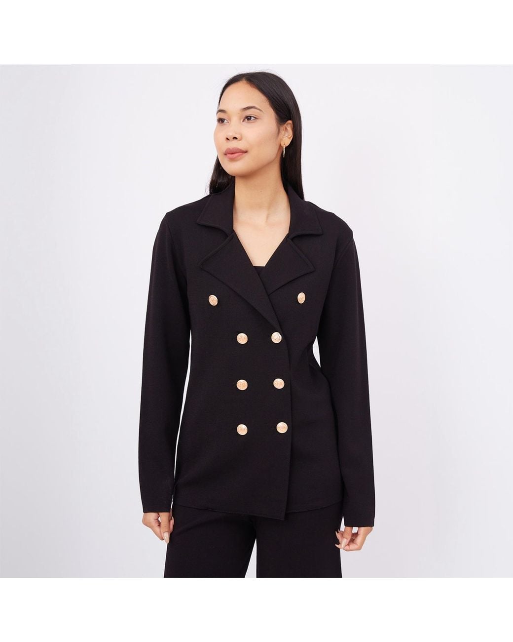 Peraluna Black Katherine Standard Cut Knit Blazer