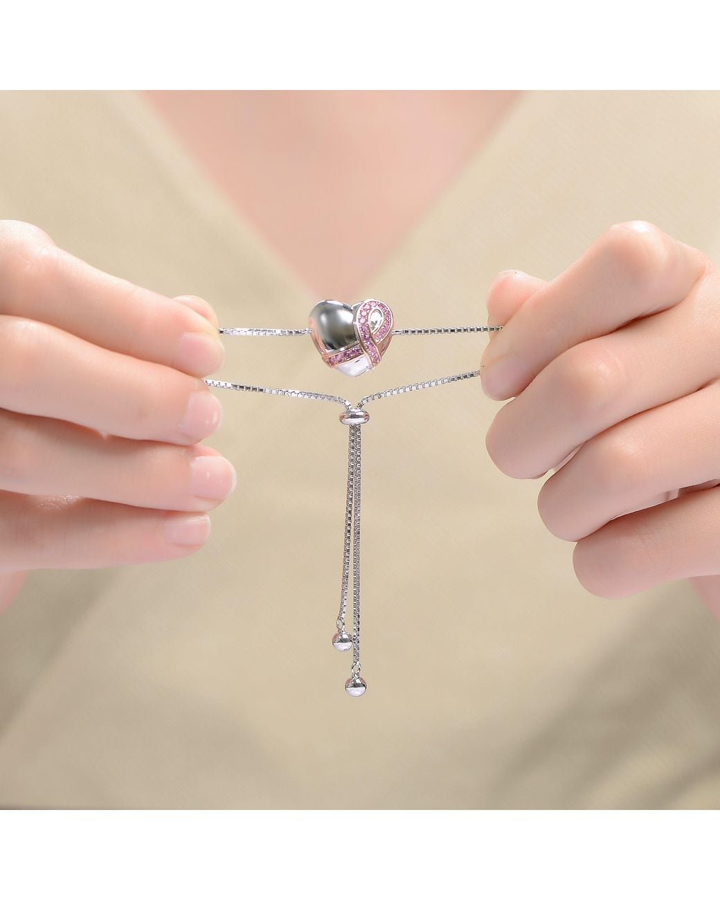 Genevive Jewelry Metallic Rachel Glauber Teens-Young Adults Plated With Infinity Ribbon On Heart Adjustable Bracelet