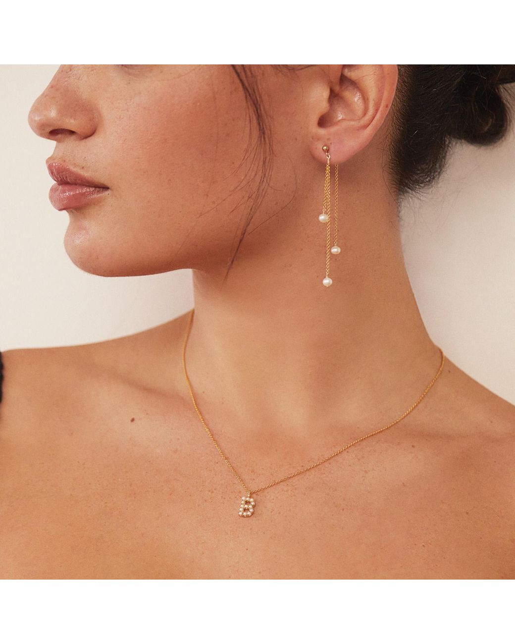 Lily & Roo White Layered Pearl Drop Earrings