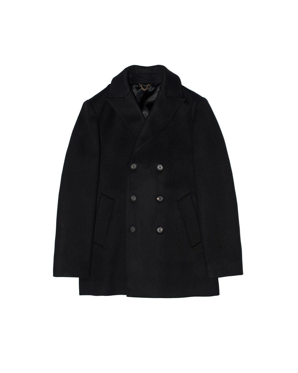 Hegarty London Black Cashmere And Wool Pea Coat for men