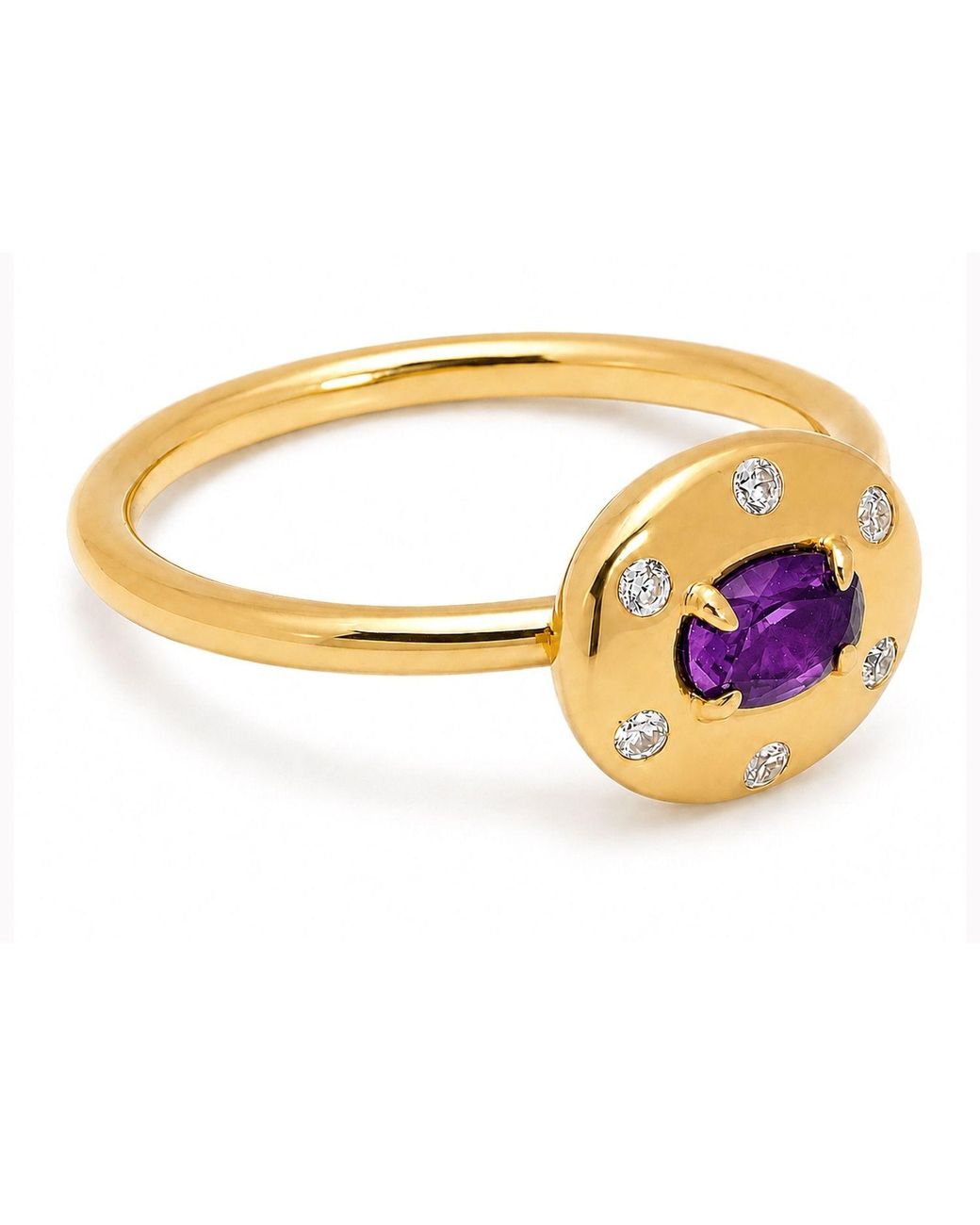 Belinda Jewelz Multicolor Amethyst Oval Birthstone & Accent Stone Ring