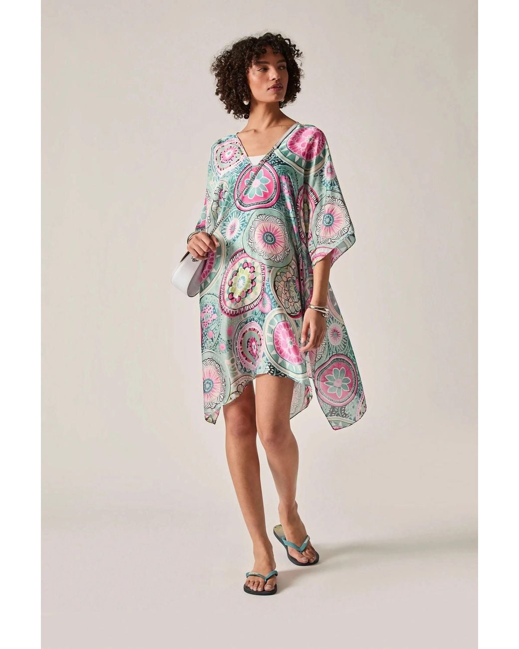 James Lakeland Blue Mandala Print Kaftan