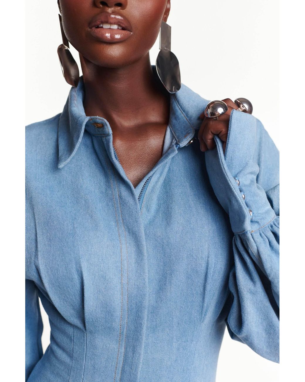 Ofuure Blue Light Denim Vera Dress