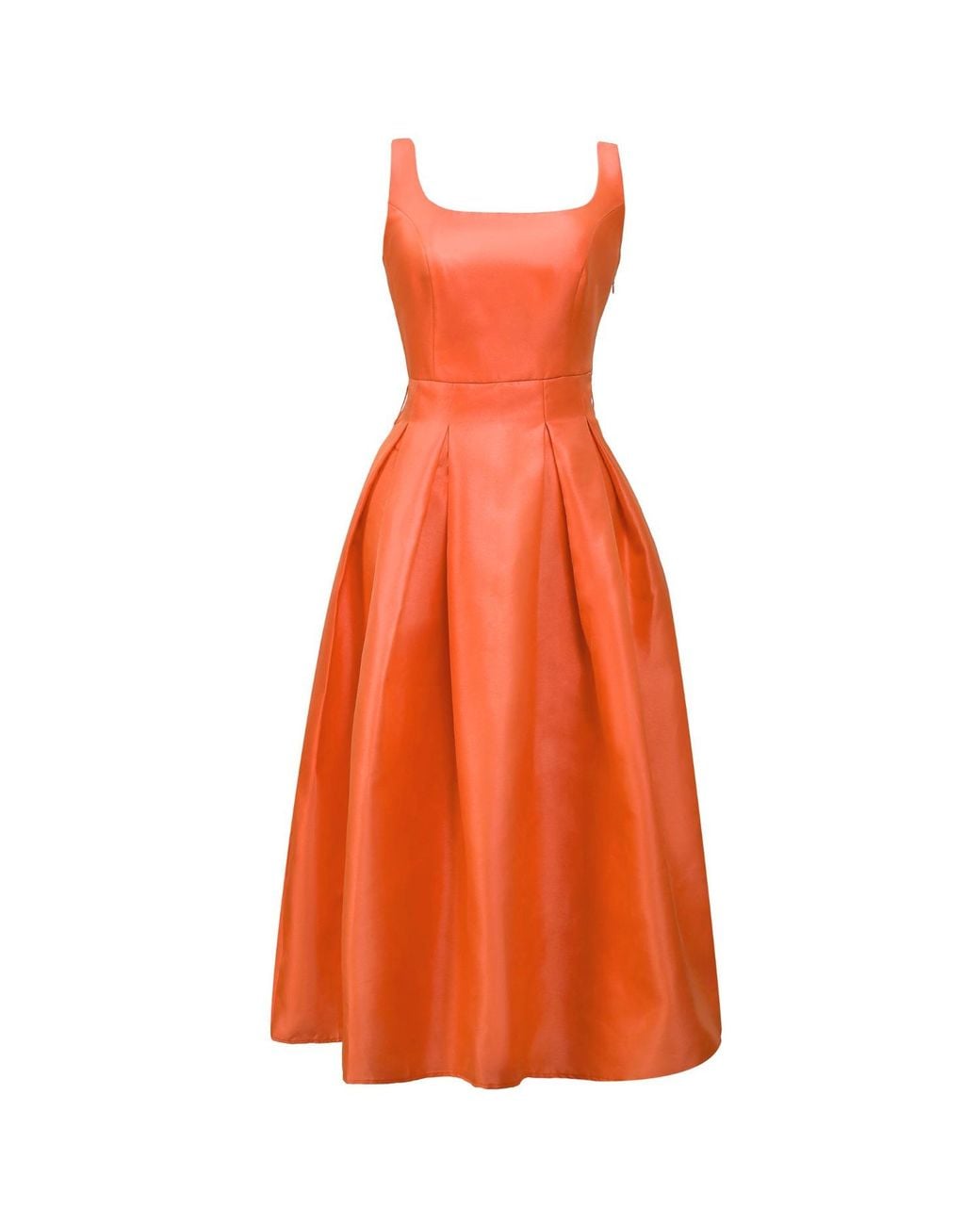 Smart and Joy Orange Taffeta Fit-And-Flare Cocktail Dress