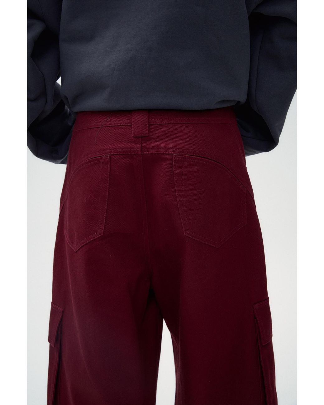 FRONT ROW SHOP Red Callie Cotton Twill Shorts