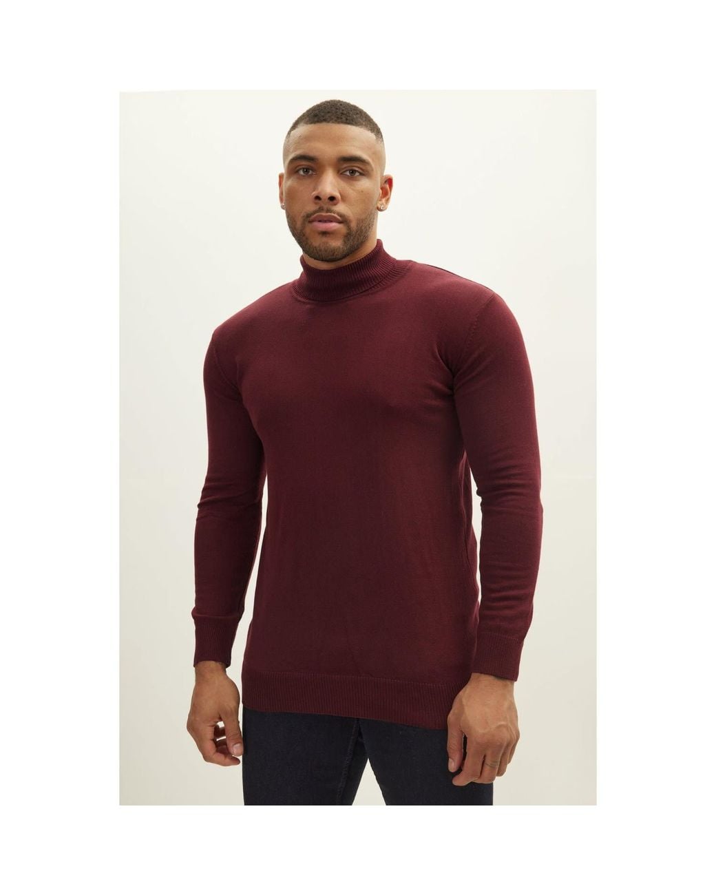 Ron Tomson Purple Roll Neck Knit Sweater for men