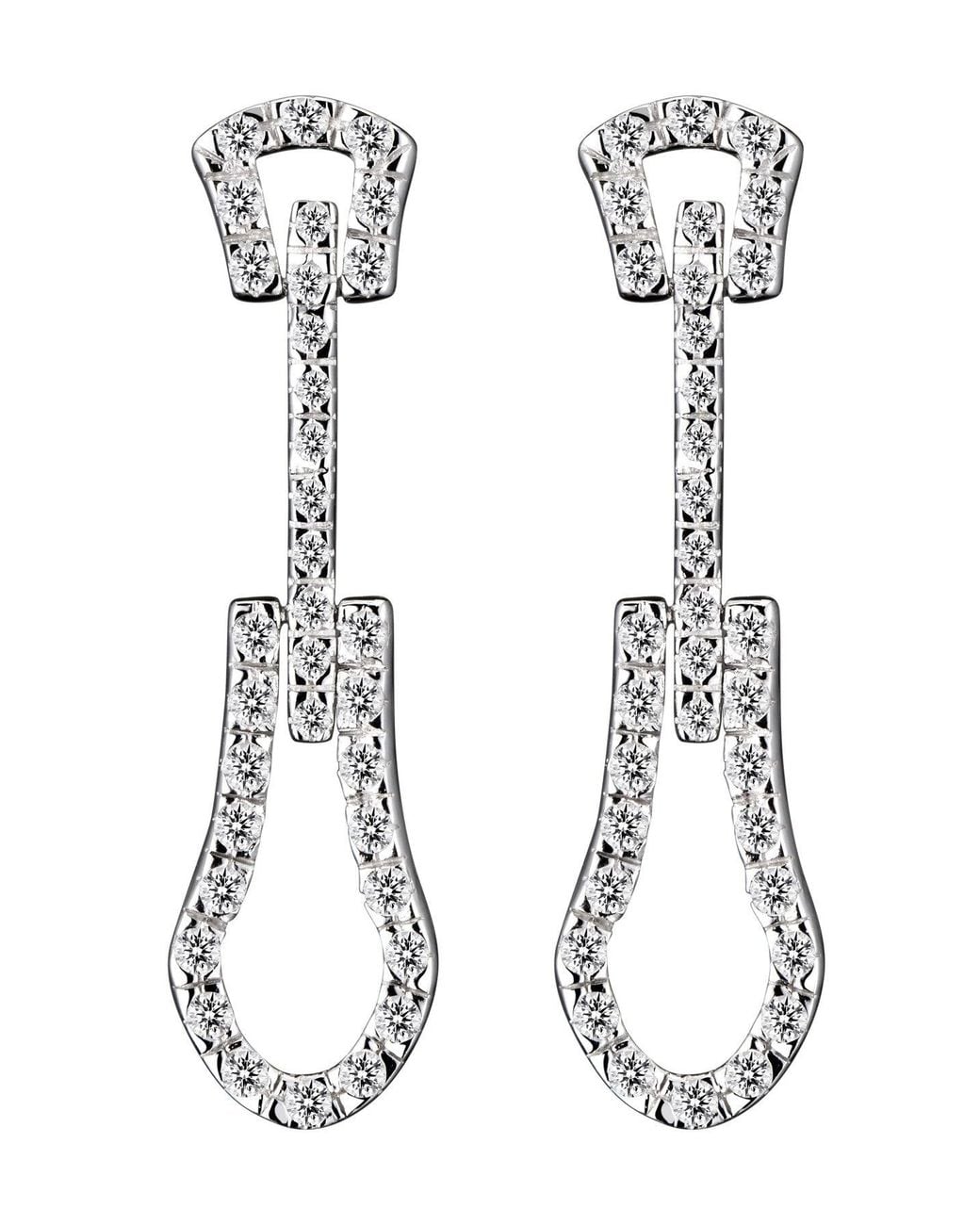 Genevive Jewelry White Sterling Cubic Zirconia Guitar Dangle Earrings