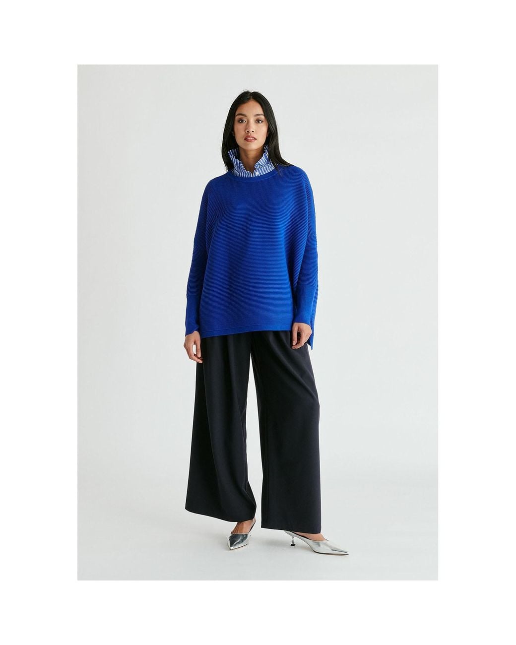 Paisie Blue Ribbed Jumper