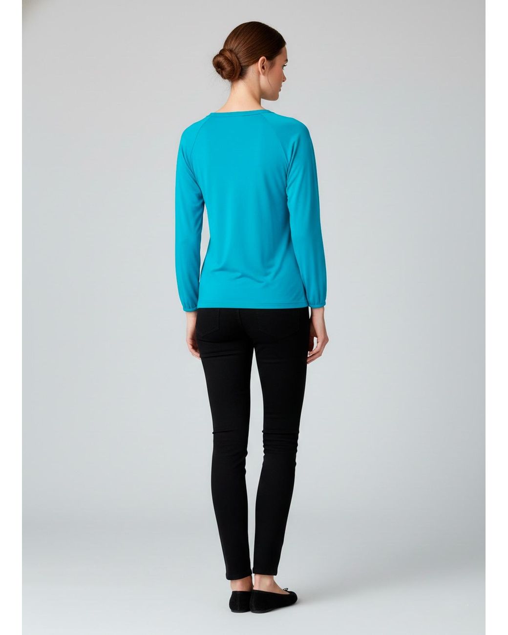 Conquista Blue Deep V-Neck Top With Front Tie & Embroidered Detail