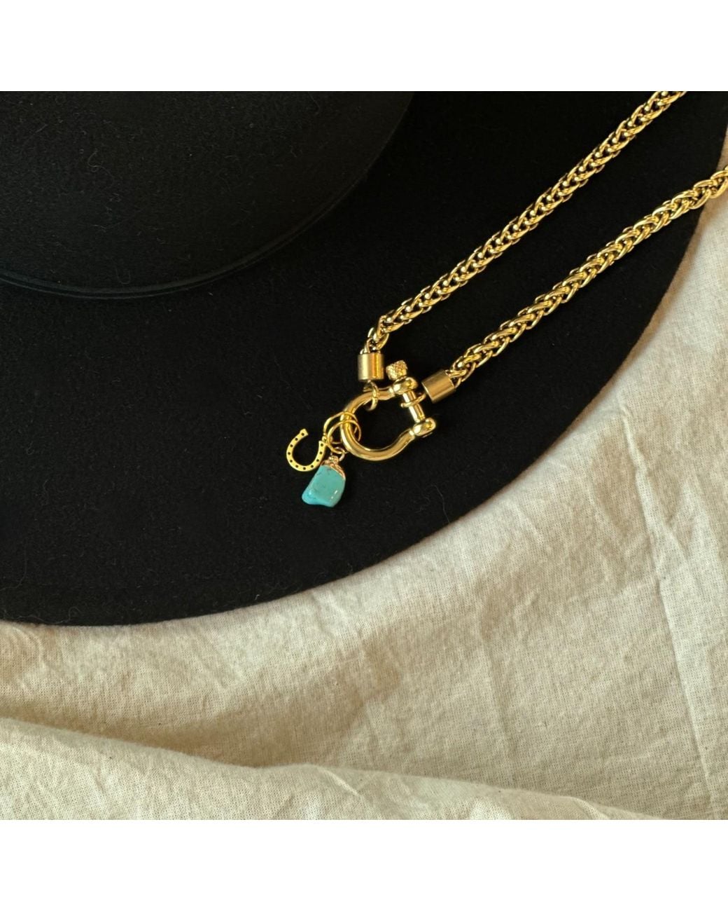 Babaloo Metallic Cable Carabiner Charm Necklace