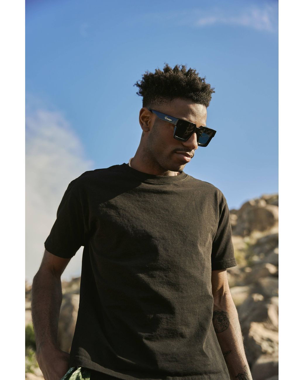 Éclectique Black Crewneck T-Shirt for men