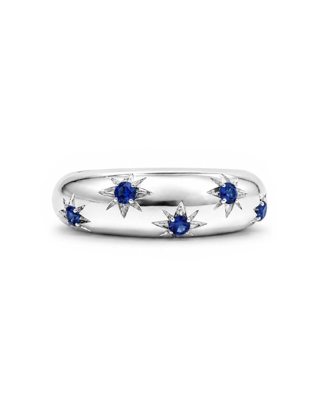 Unaloe Blue Quartz Starburst Wide Band Ring – Sterling