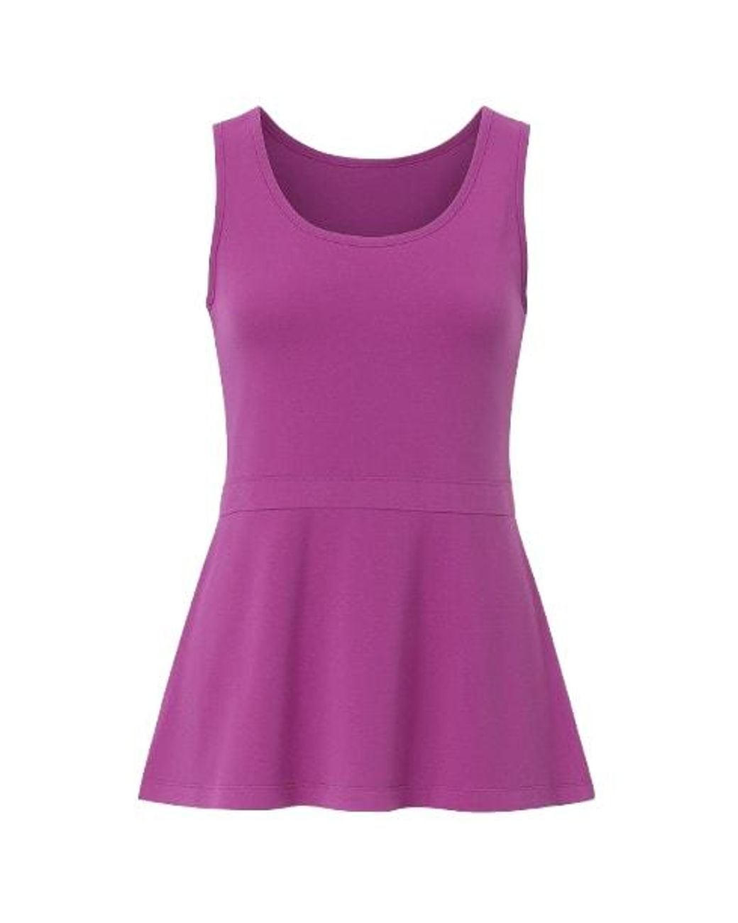 Conquista Purple A-Line Sleeveless Blouse With Contrast Waistband
