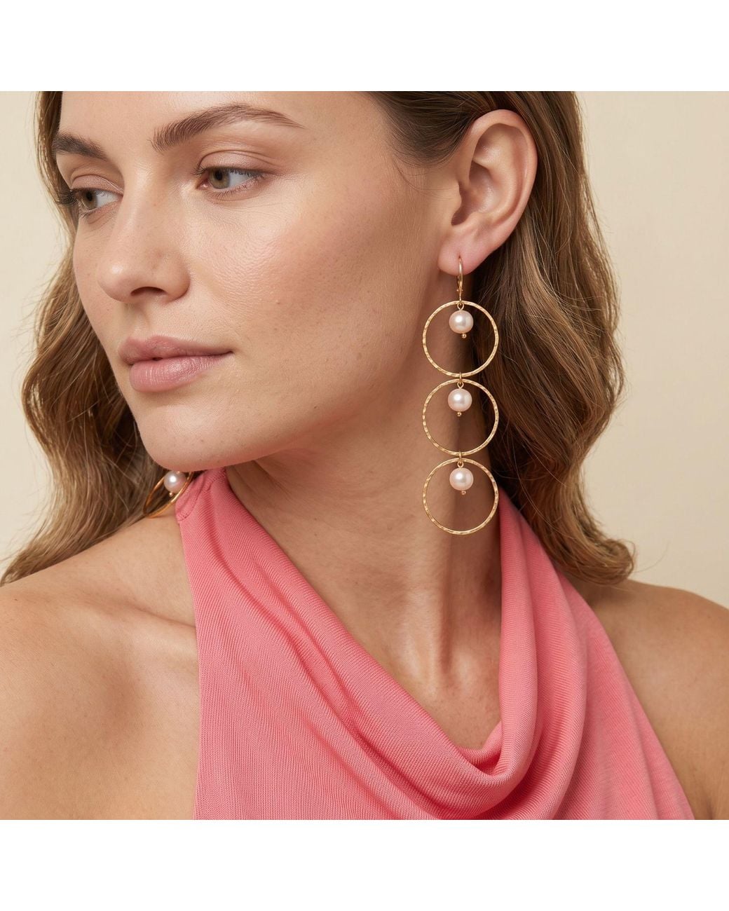 Jaredjamin White Pearl Lindy Dangle Earrings