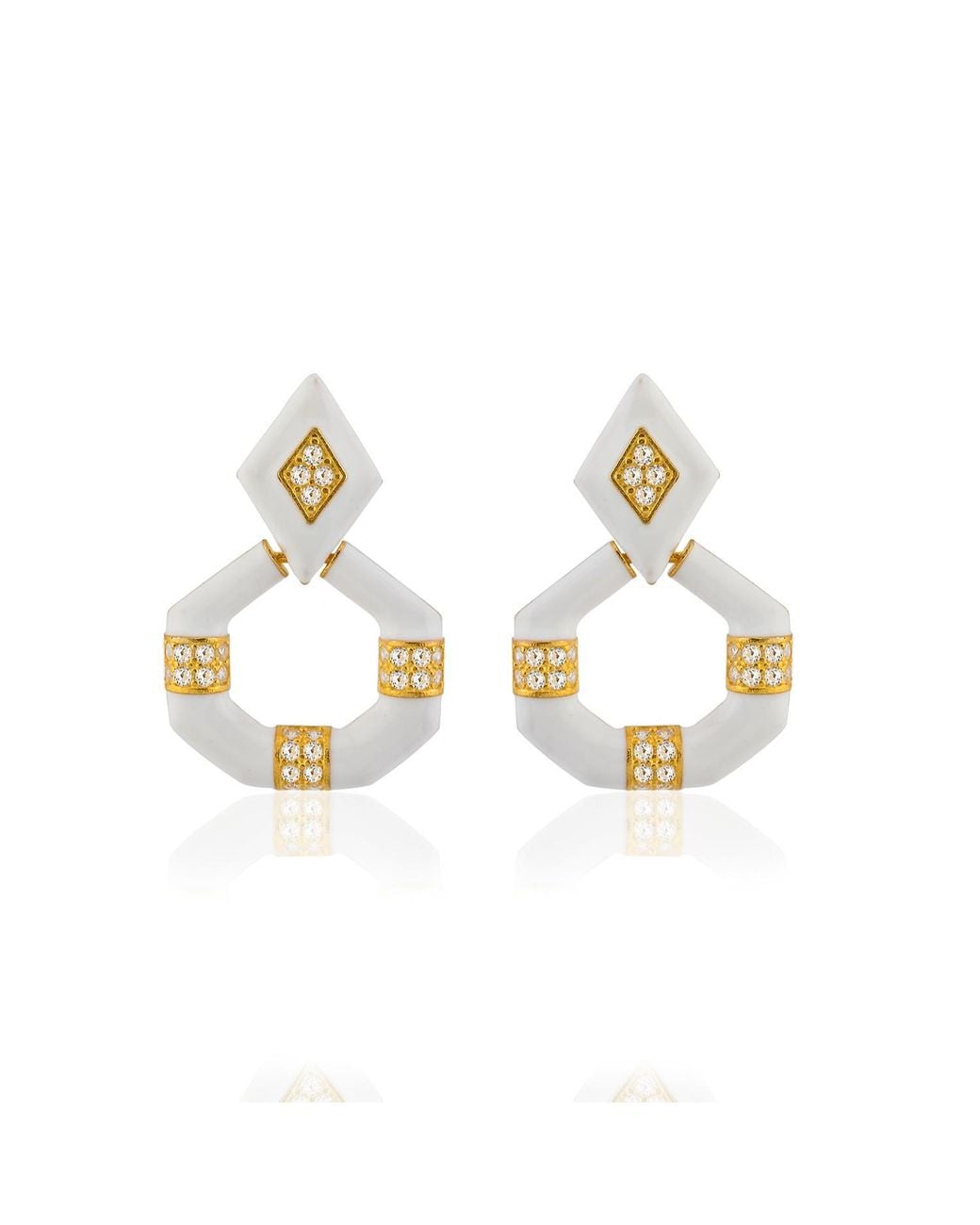 Milou Jewelry White Geometric Drop Earrings